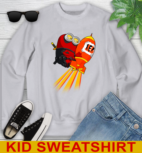 NFL Football Cincinnati Bengals Deadpool Minion Marvel Shirt Youth Sweatshirt 3