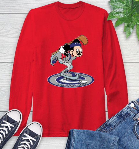 NHL Hockey Vancouver Canucks Cheerful Mickey Disney Shirt Long Sleeve T-Shirt 11