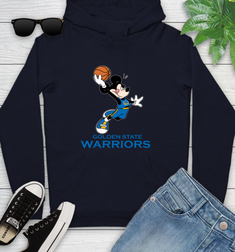 NBA Basketball Golden State Warriors Cheerful Mickey Mouse Shirt Youth Hoodie 4