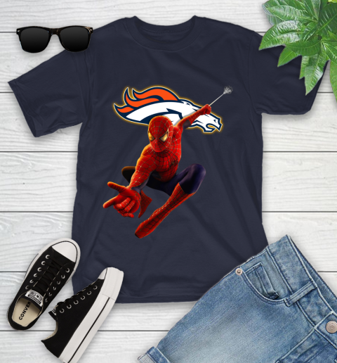 NFL Spider Man Avengers Endgame Football Denver Broncos Youth T-Shirt 3