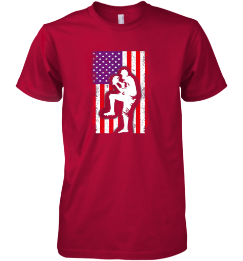 wiud vintage usa american flag baseball player team gift premium guys tee 5 front red
