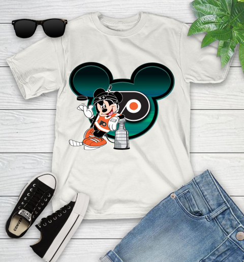 NHL Philadelphia Flyers Stanley Cup Mickey Mouse Disney Hockey T Shirt Youth T-Shirt