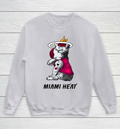 NBA Basketball My Cat Loves Miami Heat Youth Sweatshirt 3