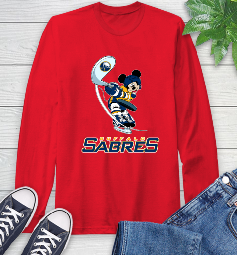 NHL Hockey Buffalo Sabres Cheerful Mickey Mouse Shirt Long Sleeve T-Shirt - Image 12