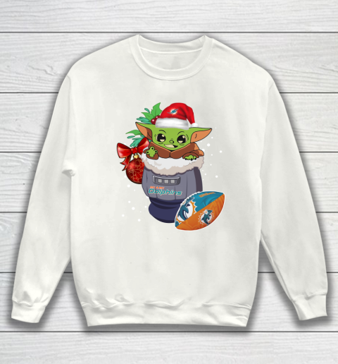 Miami Dolphins Christmas Baby Yoda Star Wars Funny Happy NFL Sweatshirt 2