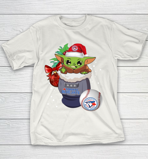Toronto Blue Jays Christmas Baby Yoda Star Wars Funny Happy MLB Youth T-Shirt 3