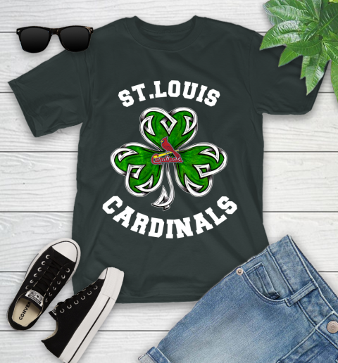 MLB St.Louis Cardinals Three Leaf Clover St Patrick's Day Baseball Sports Youth T-Shirt 6