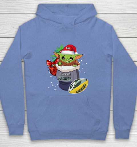 Green Bay Packers Christmas Baby Yoda Star Wars Funny Happy NFL Youth Hoodie 10