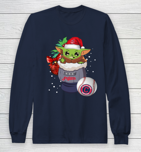 Cleveland Indians Christmas Baby Yoda Star Wars Funny Happy MLB Long Sleeve T-Shirt 4