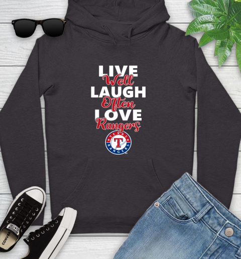 MLB Baseball Texas Rangers Live Well Laugh Often Love Shirt Youth Hoodie 6