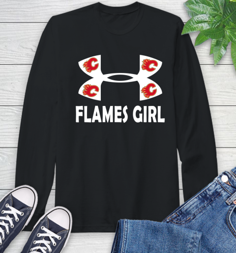 NHL Calgary Flames Girl Under Armour Hockey Sports Long Sleeve T-Shirt