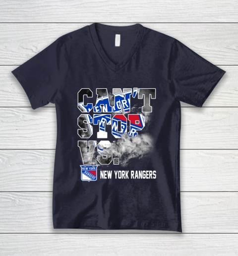 NHL New York Rangers Hockey Can't Stop Vs V-Neck T-Shirt 2