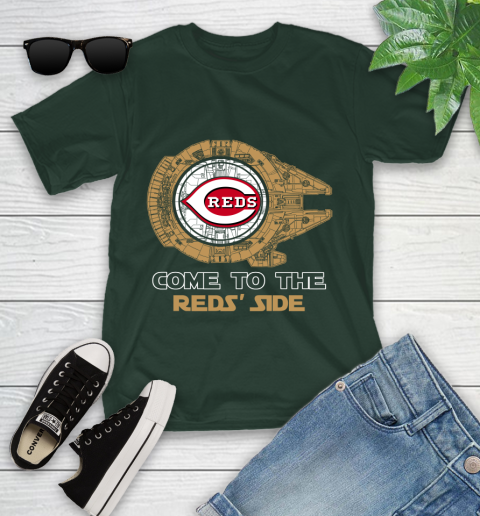 MLB Come To The Cincinnati Reds Side Star Wars Baseball Sports Youth T-Shirt 5