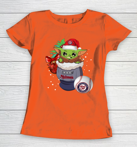 Washington Nationals Christmas Baby Yoda Star Wars Funny Happy MLB Women's T-Shirt 5