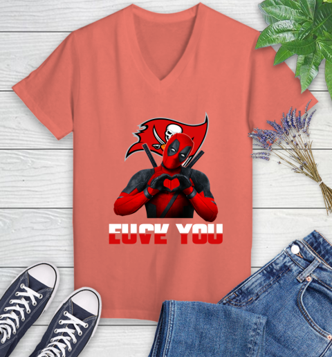 NHL Tampa Bay Buccaneers Deadpool Love You Fuck You Football Sports Women's V-Neck T-Shirt 6