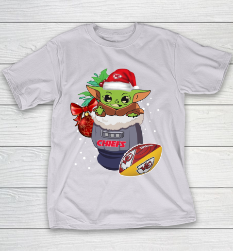 Kansas City Chiefs Christmas Baby Yoda Star Wars Funny Happy NFL Youth T-Shirt 5