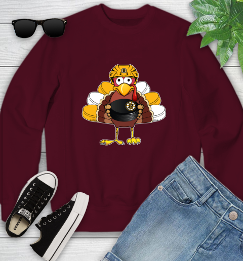 Boston Bruins Turkey Thanksgiving Day Youth Sweatshirt 5