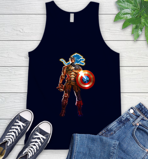 NFL Captain America Marvel Avengers Endgame Football Sports Detroit Lions Tank Top 3