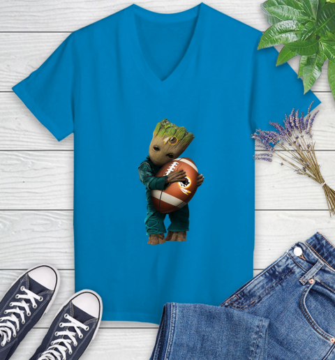 NFL Groot Guardians Of The Galaxy Football Sports Washington Redskins Women's V-Neck T-Shirt 7