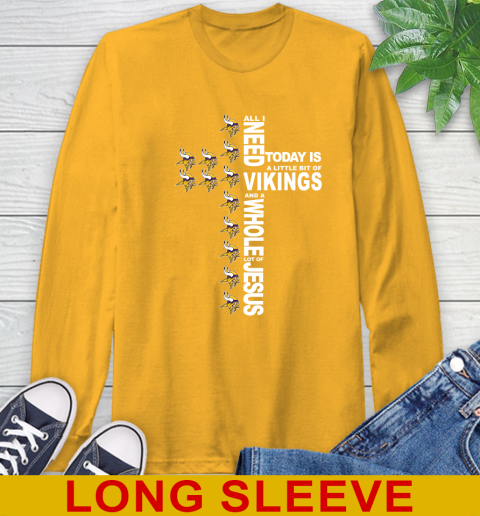 NFL All I Need Today Is A Little Bit Of Minnesota Vikings Cross Shirt Long Sleeve T-Shirt 2