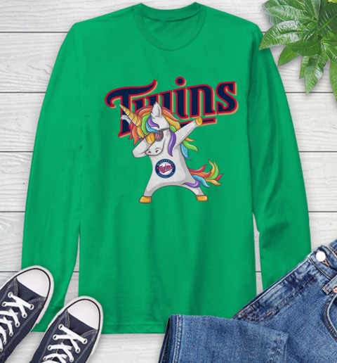 Minnesota Twins MLB Baseball Funny Unicorn Dabbing Sports Long Sleeve T-Shirt 7