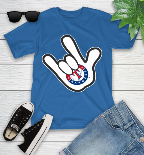 Texas Rangers MLB Baseball Mickey Rock Hand Disney Youth T-Shirt 9