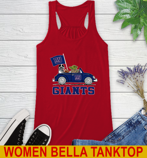 NFL Football New York Giants Darth Vader Baby Yoda Driving Star Wars Shirt Racerback Tank 6