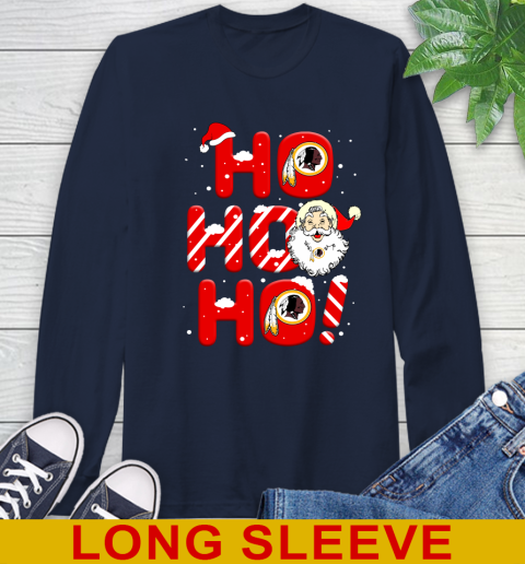Washington Redskins NFL Football Ho Ho Ho Santa Claus Merry Christmas Shirt Long Sleeve T-Shirt 3