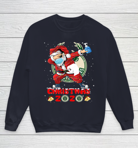 Milwaukee Bucks Funny Santa Claus Dabbing Christmas 2020 NBA Youth Sweatshirt 2