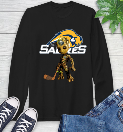 Buffalo Sabres NHL Hockey Groot Marvel Guardians Of The Galaxy Long Sleeve T-Shirt 2