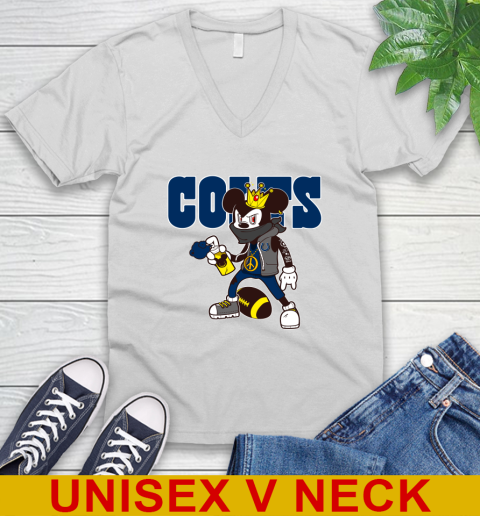 Indianapolis Colts NFL Football Mickey Peace Sign Sports V-Neck T-Shirt