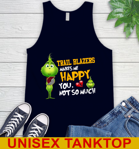 NBA Portland Trail Blazers Makes Me Happy You Not So Much Grinch Basketball Sports Tank Top 2