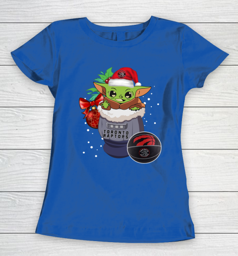 Toronto Raptors Christmas Baby Yoda Star Wars Funny Happy NBA Women's T-Shirt 9