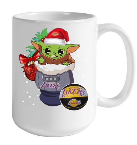 Los Angeles Lakers Christmas Baby Yoda Star Wars Funny Happy NBA Color Changing Mug 15oz 2