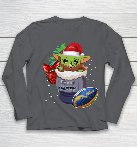 Los Angeles Chargers Christmas Baby Yoda Star Wars Funny Happy NFL Youth Long Sleeve 8
