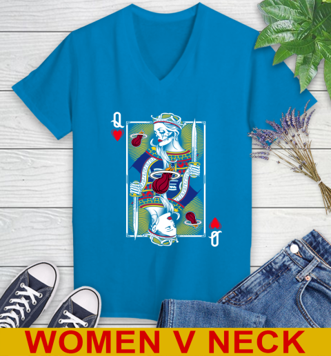 NBA Basketball Miami Heat The Queen Of Hearts Card Shirt Women's V-Neck T-Shirt 7