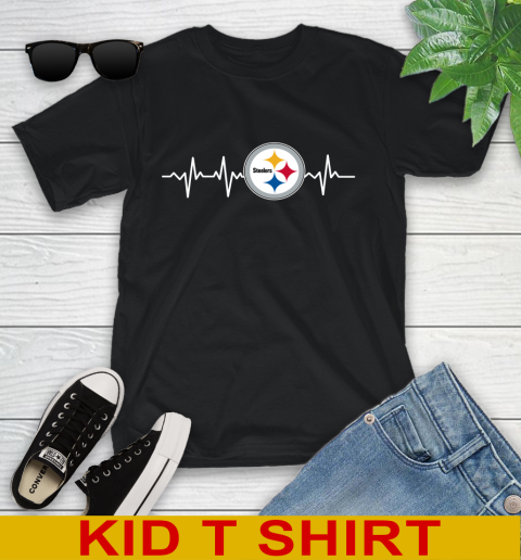 Pittsburgh Steelers NFL Football Heart Beat Shirt Youth T-Shirt