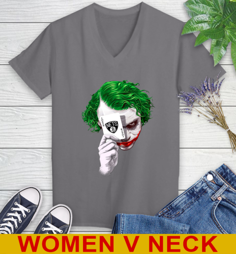 Brooklyn Nets NBA Basketball Joker Card Shirt Women's V-Neck T-Shirt 11