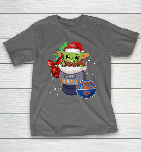 New York Knicks Christmas Baby Yoda Star Wars Funny Happy NBA T-Shirt 9