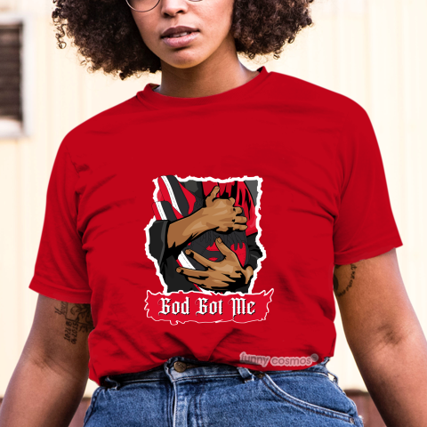 Air Jordan 1 Bred 2020 Matching Sneaker Tshirt God Got Me Red and Black Jordan Tshirt