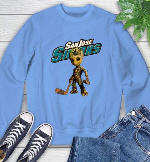 San Jose Sharks NHL Hockey Groot Marvel Guardians Of The Galaxy Sweatshirt 11