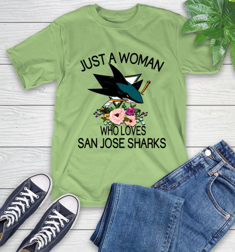 NHL Just A Woman Who Loves San Jose Sharks Hockey Sports T-Shirt 9