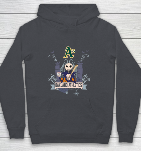 MLB Oakland Athletics Baseball Jack Skellington Halloween Youth Hoodie 5