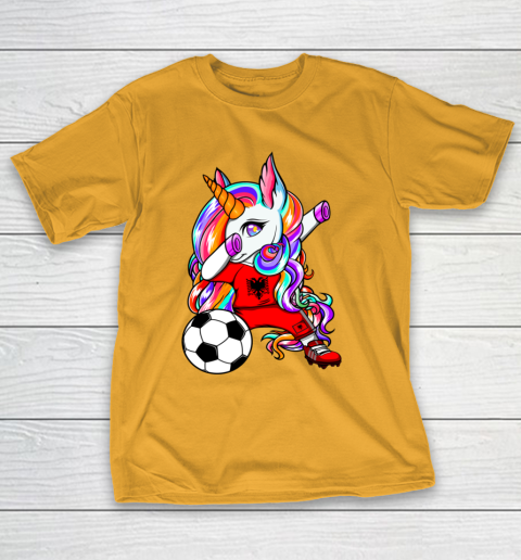 Dabbing Unicorn Albania Soccer Fans Jersey Albanian Football T-Shirt 3