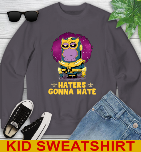 NFL Football New Orleans Saints Haters Gonna Hate Thanos Minion Marvel Shirt Youth Sweatshirt 6