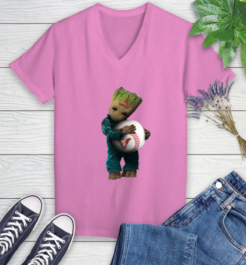 MLB Groot Guardians Of The Galaxy Baseball Sports St.Louis Cardinals Women's V-Neck T-Shirt 14
