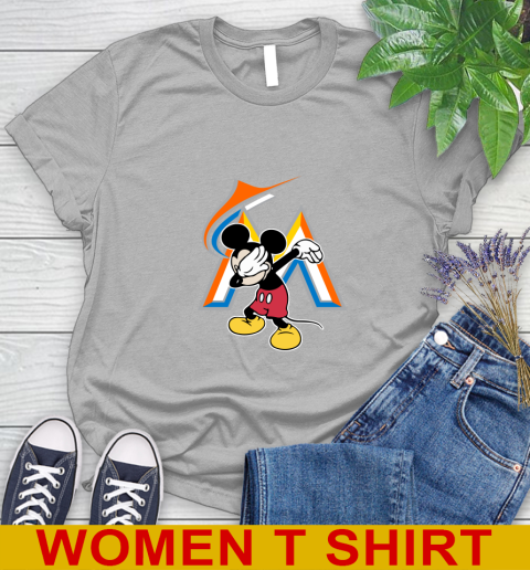 Miami Marlins MLB Baseball Dabbing Mickey Disney Sports Women's T-Shirt 5