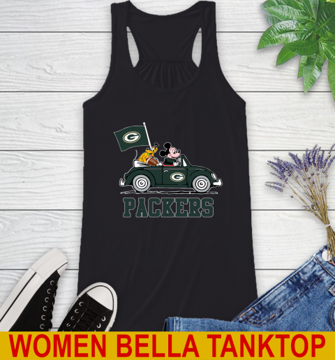 NFL Football Green Bay Packers Pluto Mickey Driving Disney Shirt Racerback Tank 2
