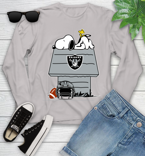 Oakland Raiders NFL Football Snoopy Woodstock The Peanuts Movie Youth Long Sleeve 12