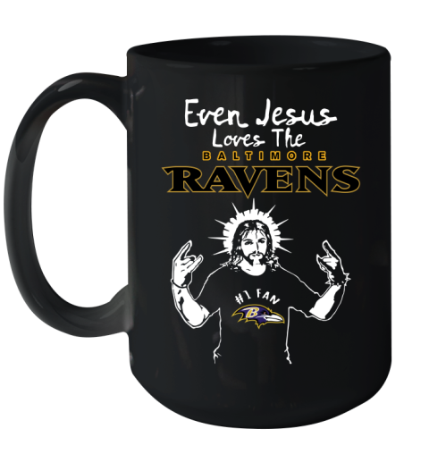 Baltimore Ravens NFL Football Even Jesus Loves The Ravens Shirt Ceramic Mug 15oz